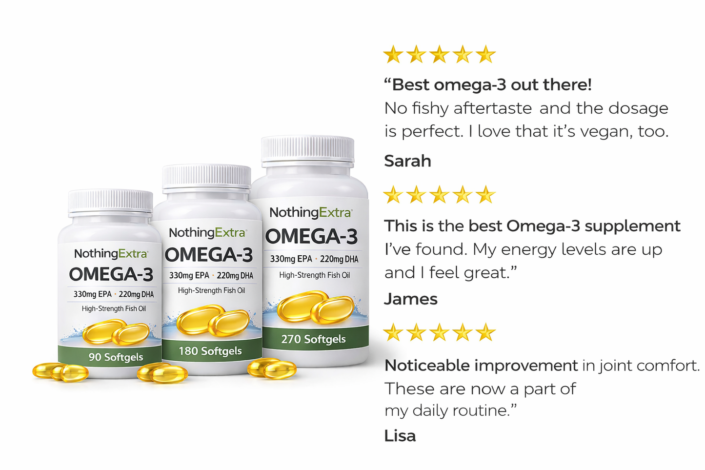 Omega-3 Fish Oil Capsules | High EPA & DHA | NothingExtra