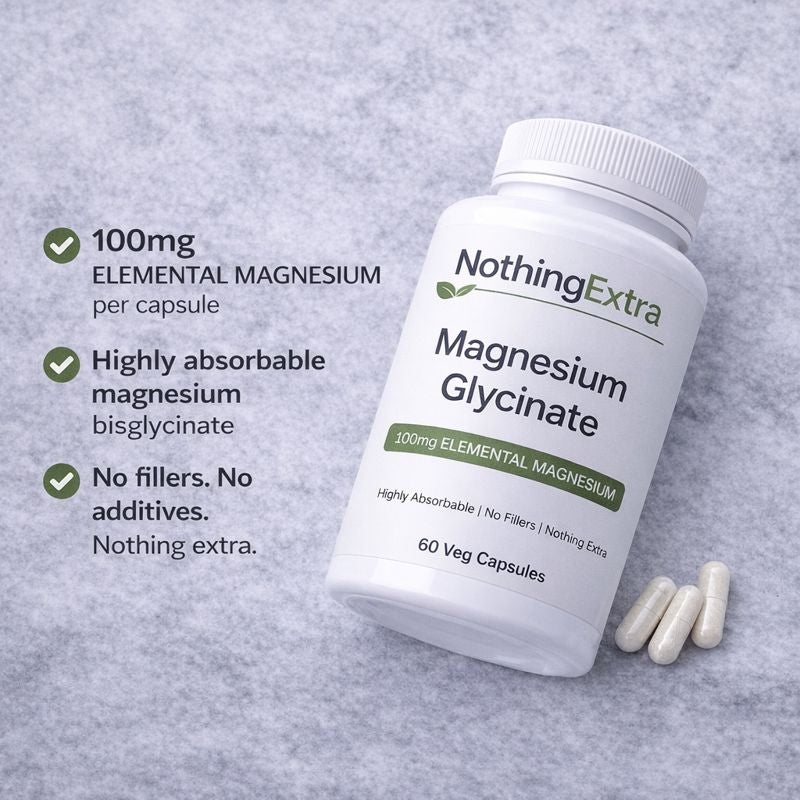 Magnesium Glycinate Capsules | Pure High Absorption | NothingExtra 60 Capsules