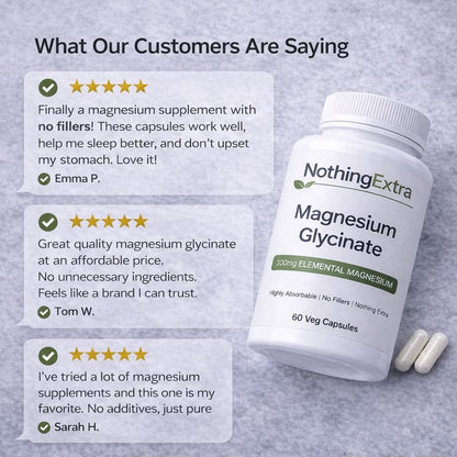 Magnesium Glycinate Capsules | Pure High Absorption | NothingExtra 60 Capsules