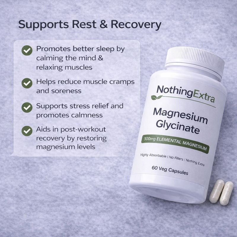 Magnesium Glycinate Capsules | Pure High Absorption | NothingExtra 60 Capsules