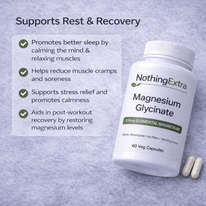 Magnesium Glycinate Capsules | Pure High Absorption | NothingExtra 60 Capsules