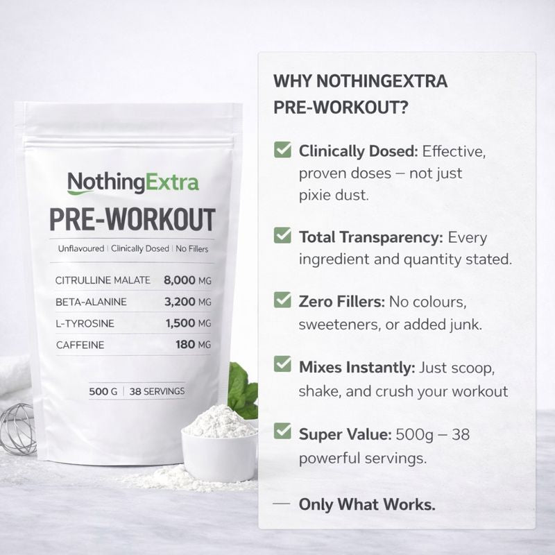 Pre-Workout Powder | Pure Unflavoured Performance Formula 500g | NothingExtra