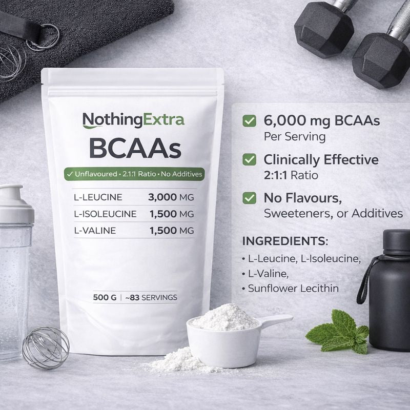 BCAA Amino Acids Powder 2:1:1 | Pure Unflavoured 500g | NothingExtra