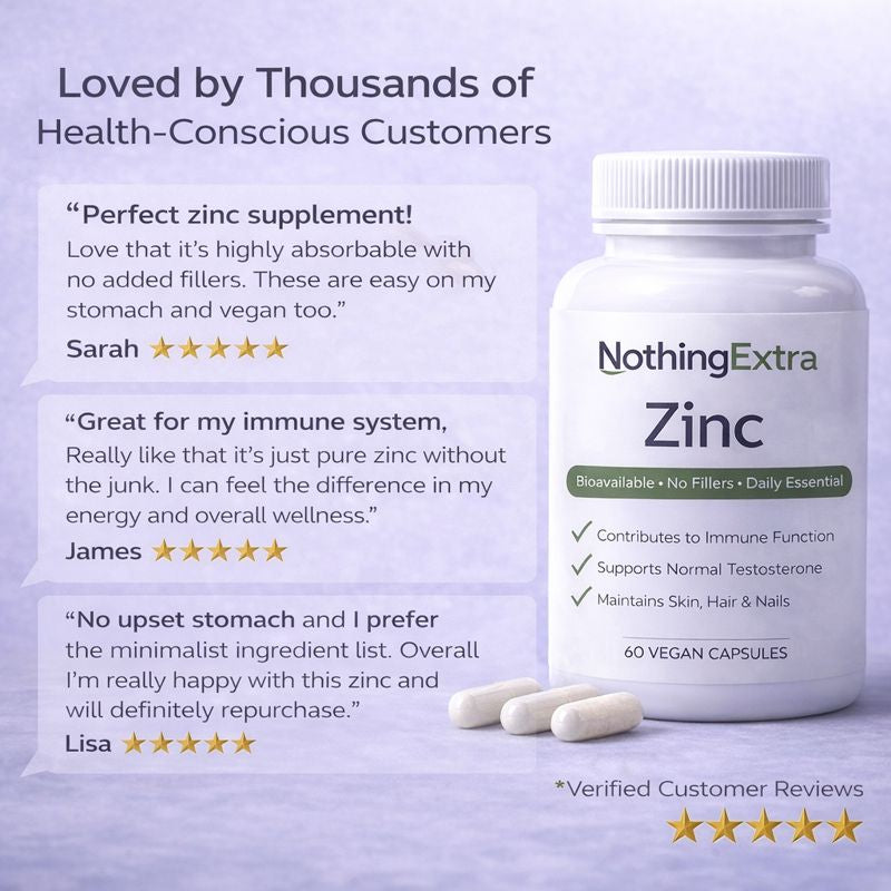 Zinc Bisglycinate Capsules | 75mg Chelate (15mg Elemental Zinc) | NothingExtra