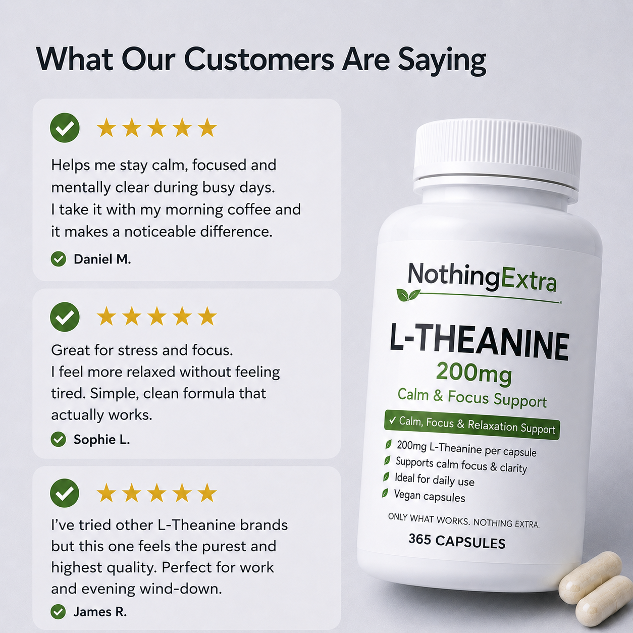 Pure L-Theanine 200mg | 365 Vegan Capsules