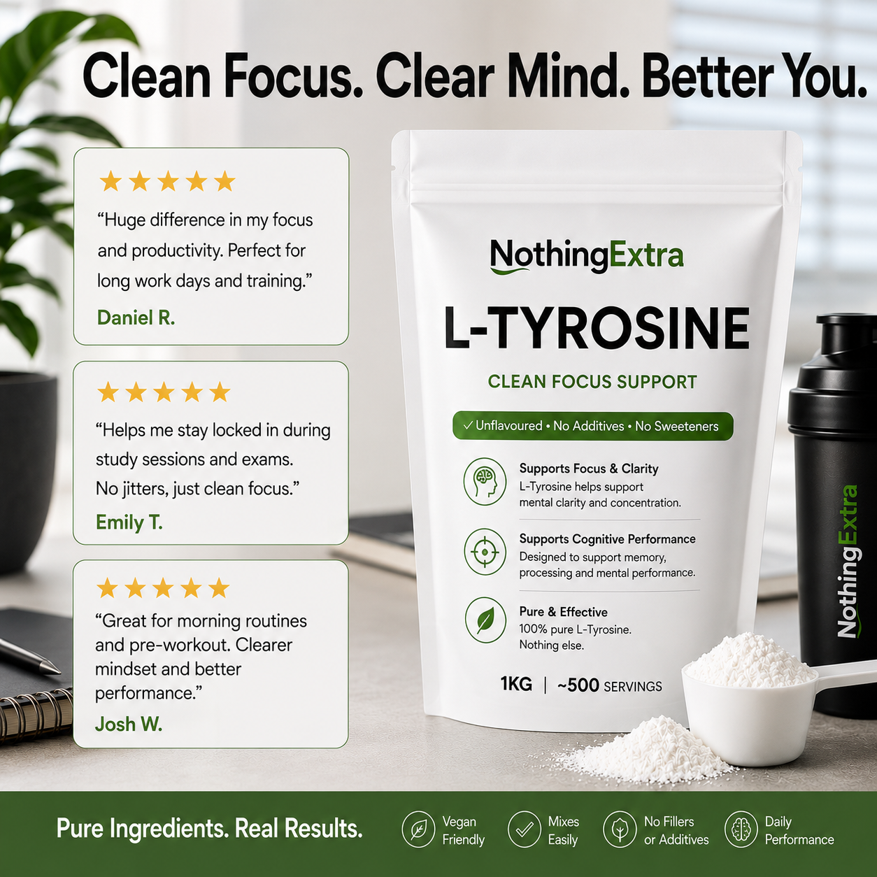 L-Tyrosine Powder | Clean Focus Support