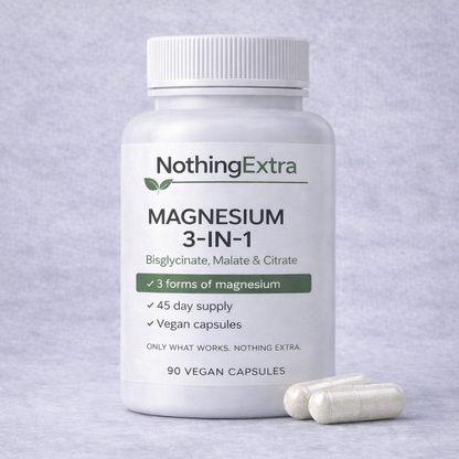 NothingExtra Magnesium 3-in-1 Capsules – Bisglycinate, Malate & Citrate – 45 Day Supply
